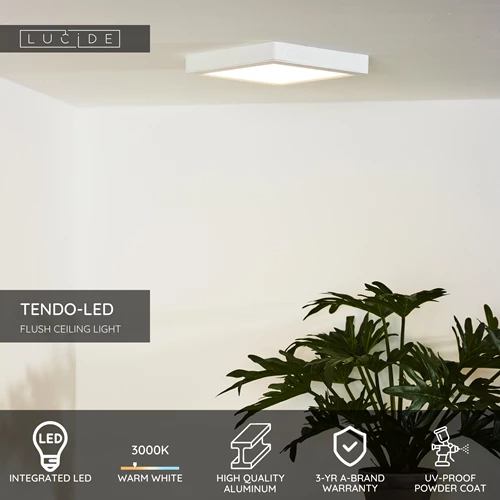 Lucide TENDO-LED - Flush ceiling light - LED - 1x18W 3000K - White - USP